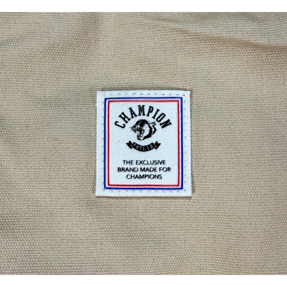 NWT Champion Canvas Duffel Bag Men's Large Tan Embroidered Logo Outdoor Gym